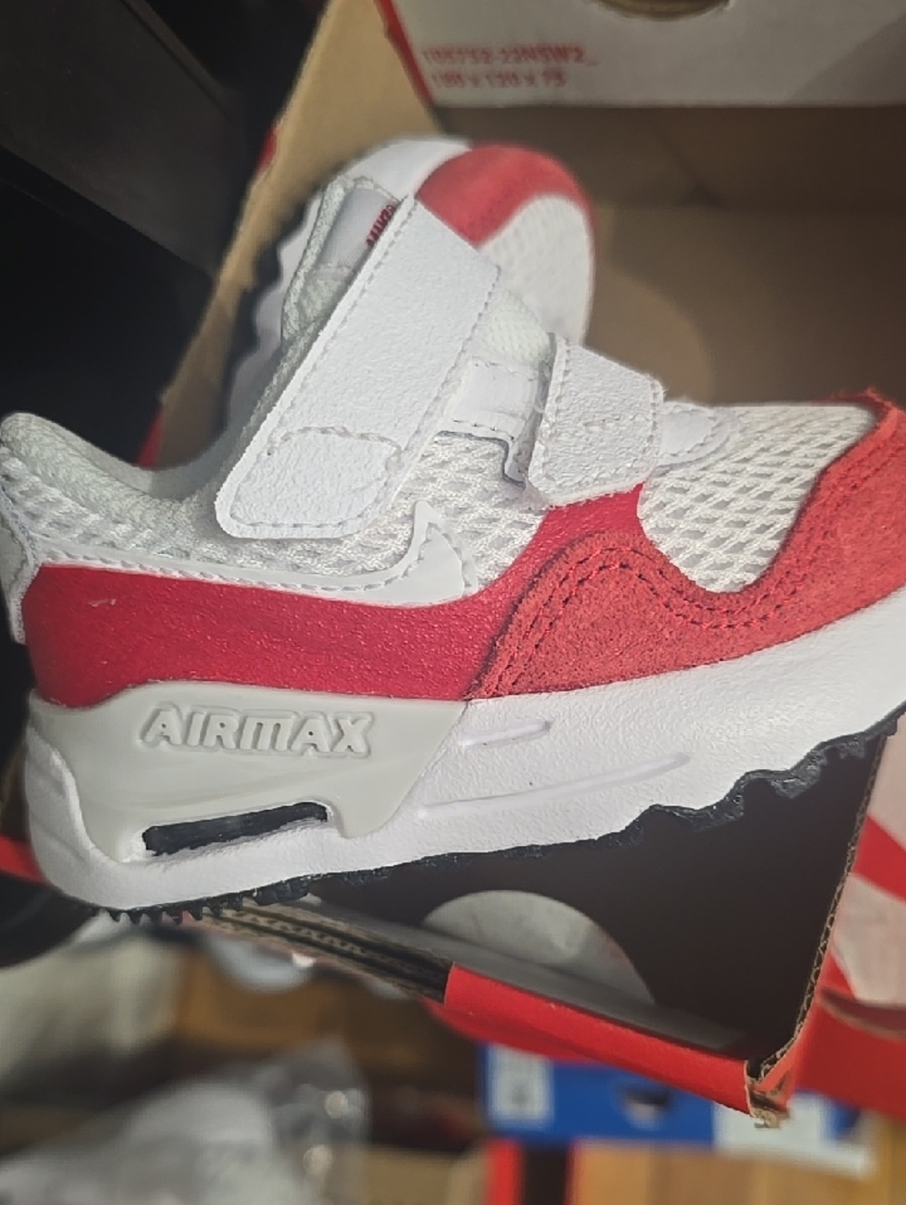 Nike Kids' Air Max Low-Top Sneakers in White & Red
